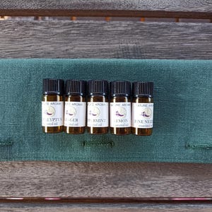 SPA Essential Oils Set, 5 Sauna Aromatherapy Oils, Linen Case
