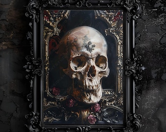 Dark Academia Skull Art Print: Gothic Home Decor