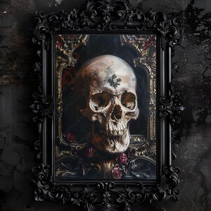 Dark Academia Skull Art Print, Dark Fantasy , Dark and Moody Art, Gothic Decor