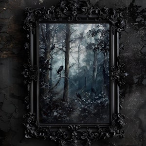 Dark Crow Giclée Art Print: Woodland Gothic Decor