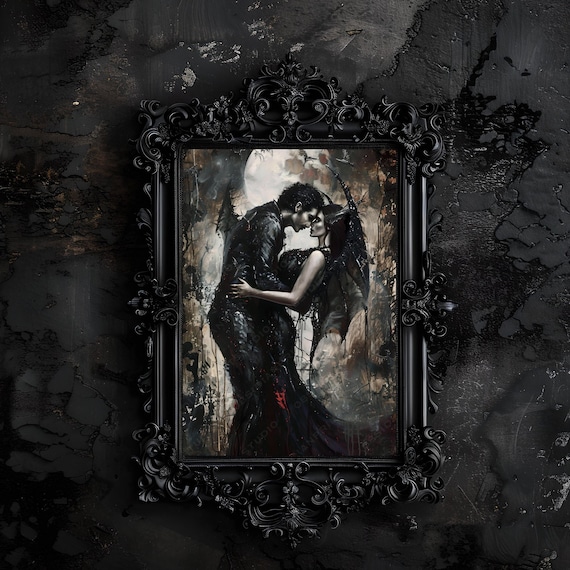 Gothic Romance Art Print: Dark Lovers Portrait