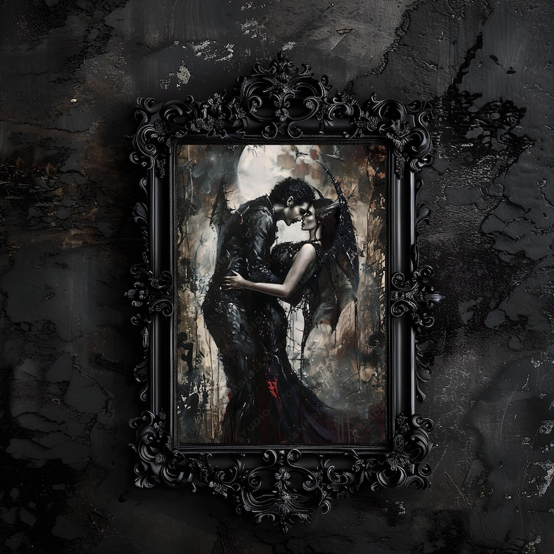 Gothic Romance Art Print: Dark Lovers Portrait bild 1