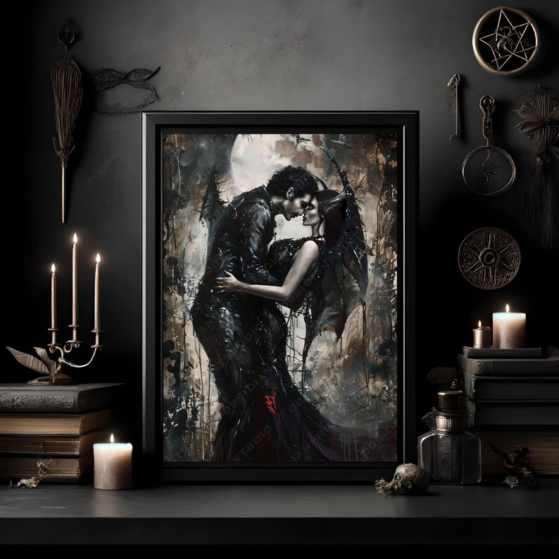 Gothic Romance Art Print: Dark Lovers Portrait bild 2