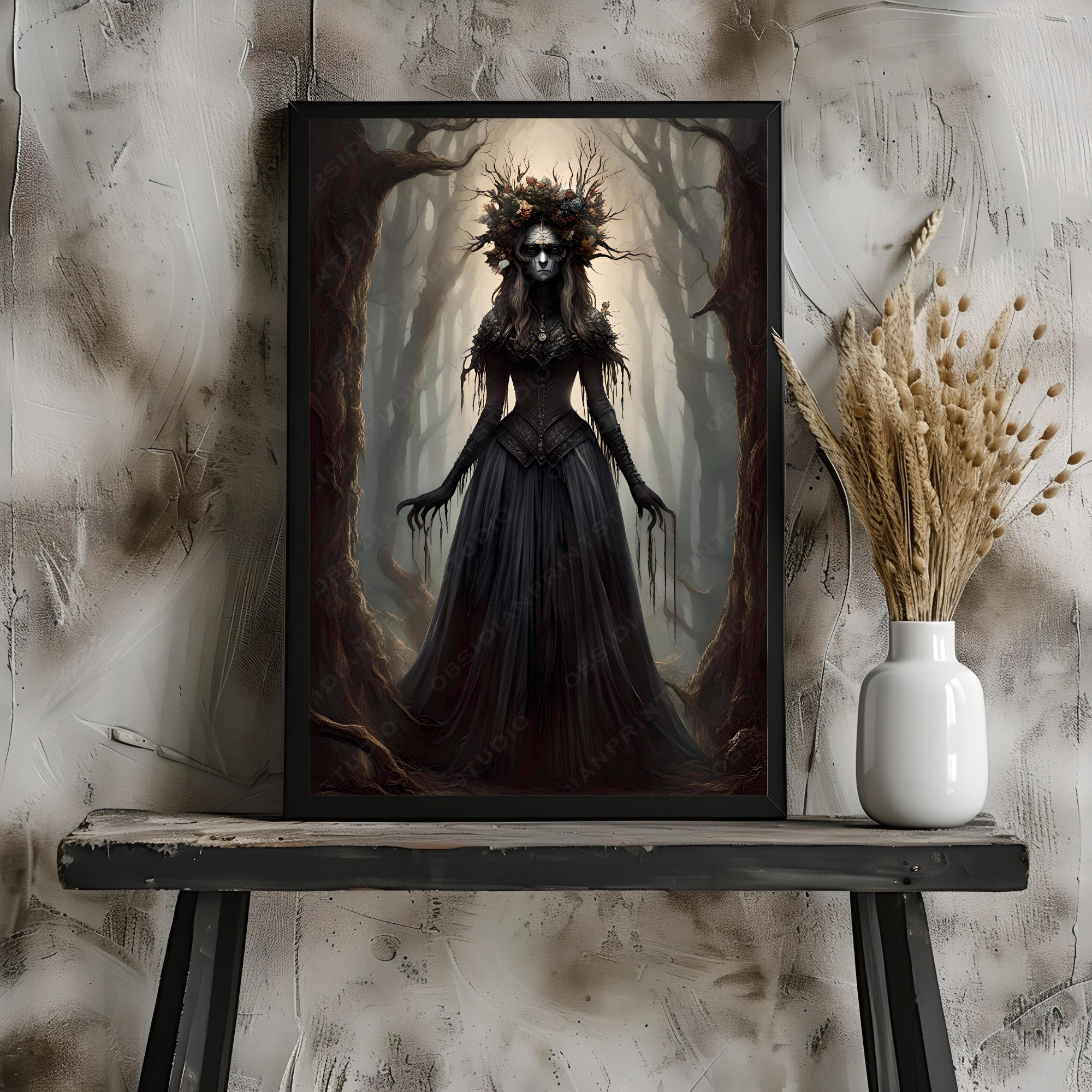 Dark Forest Witch Art Print: Gothic Fantasy Home Decor - Etsy, image size:2000x2000