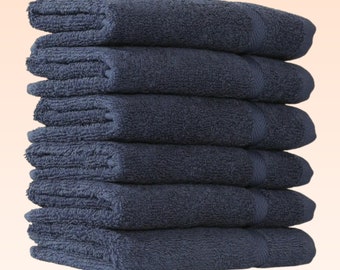 Authentic Cotton Washcloths (Set of 6) - Navy Blue