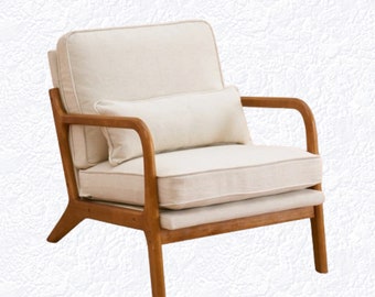 Indoor Sessel Lounge Chair für Wohnzimmer - Beige Leinen, Home Decor