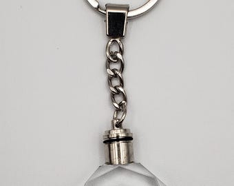 Crystal Keychain with Light Base, Customizable Round Faceted or Rectangular 30mm
