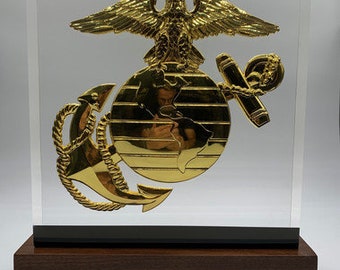 USMC EGA BallistiGlass Monument, Extra Large Military Retirement Gift or Promotion Award