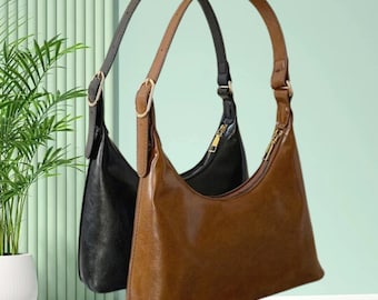 Vintage Soft Leather Shoulder Bag - Elegant, Extremely Simple, Stylish Working Bag, Gift for Her