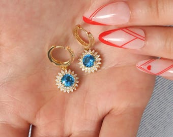 Silver Blue Topaz Earrings,  December Birthstone Jewelry, Elegant Minimalist Earrings, Special Earrings for Mother, Earrings for Valentine