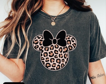 Leopard Minnie Mouse Shirt, Cute Disney Mom Shirt, Leopard Minnie Ear Shirt, Leopard Women Shirt, Disney Family Vacation Shirts, Disney Gift