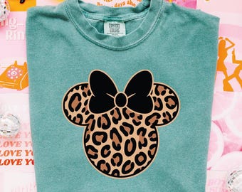 Leopard Minnie Mouse Shirt, Leopard Minnie Ear Shirt, Cute Disney Mom Shirt, Leopard Women Shirt, Disney Family Vacation Shirts, Disney Gift