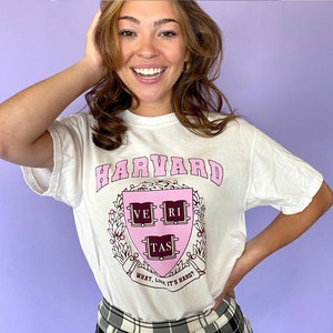 Harvard Legally Blonde Tee / Elle Woods /  Oversized Tee / Summer / Vintage /Aesthetic / Trendy / nostalgic tv / gifts for her / y2k