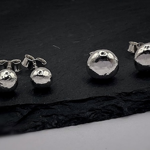 Sterling Silver Nugget Stud Earrings-Made from Recycled Sterling Silver, Handmade Minimalist Studs, Pebble Earrings, Nugget Studs