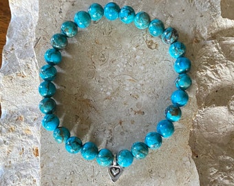 サウスウェスタンターコイズミックスメタルハートチャームブレスレット