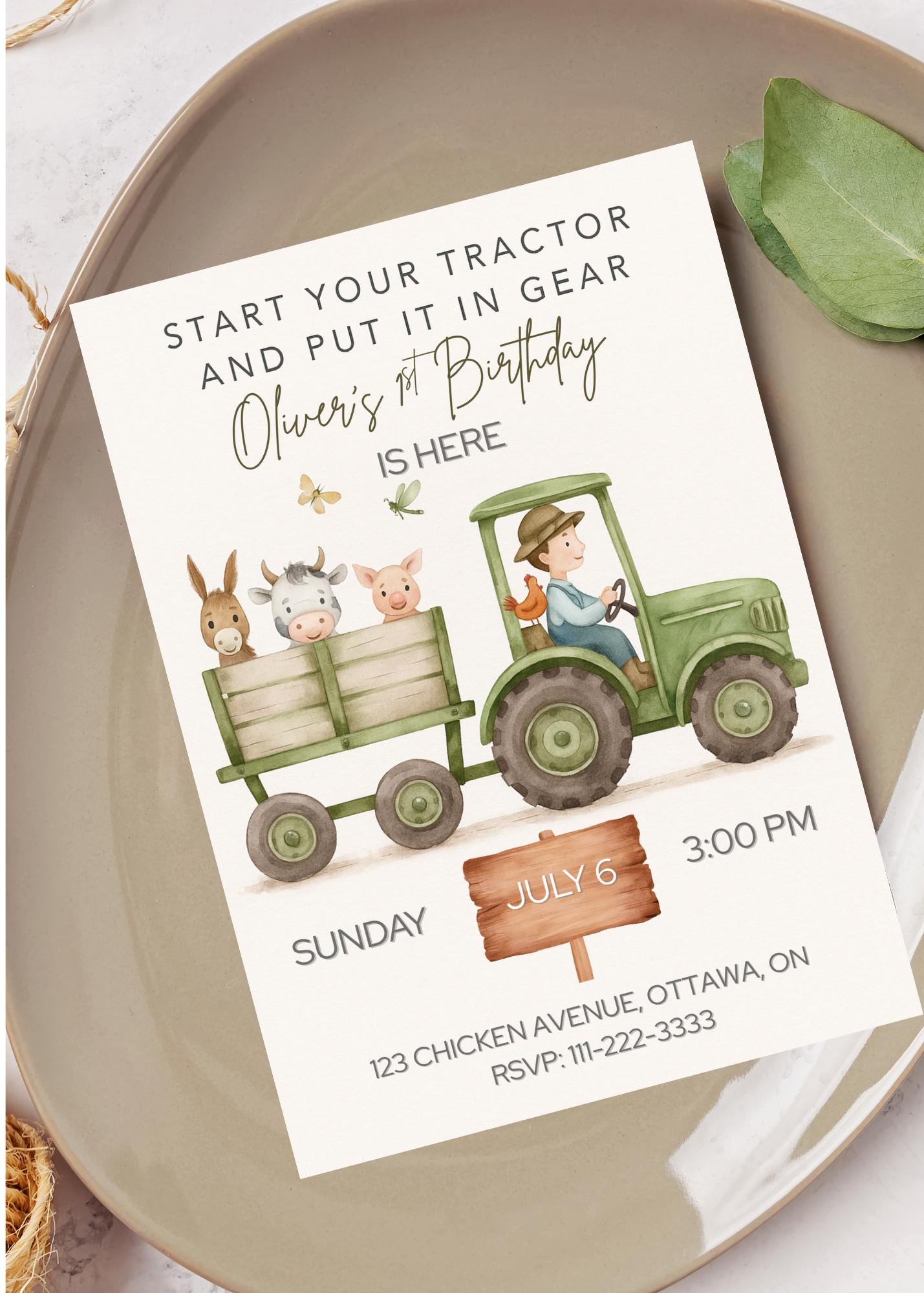 Start Your Tractor Birthday Invitation | Editable Farm Party Template ...