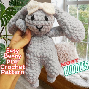 Cuddles the Adorable Amigurumi Bunny Crochet Plushie PDF Pattern Tutorial-, Gift, Christmas present, Bunny plushie, Plush Toy, lovey, Rabbit