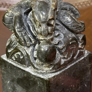Chinese Antique Dragon Seal Stone,Hand Carved Statue,Bring Prosperity,Attracting Wealth,Symbolizing Power,Protecting Owner. Perfect Gift.