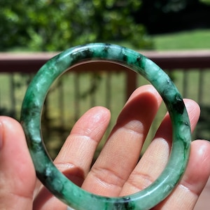 Bransoletka NaturL Myanmar Jadeite Jade. Prezent dla niej, prezent dla mamy, prezent urodzinowy dla siostry. Rozmiar 57,48 mm