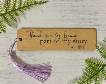 Personalized Maple Wood Teacher Bookmark: Laser Engraved Gift
