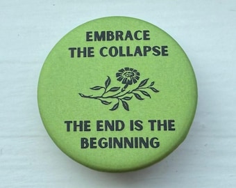 soft velvety matte earth conscious activism button pin ~ 1.25 inch round, moss green ~ eco-friendly recycled metal pinback button