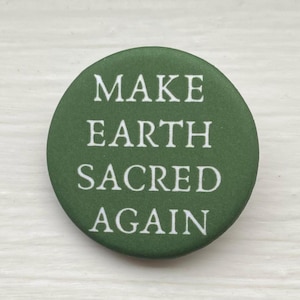 soft velvety matte earth conscious activism button pin ~ 1.25 inch round, forest green ~ eco-friendly recycled metal pinback button