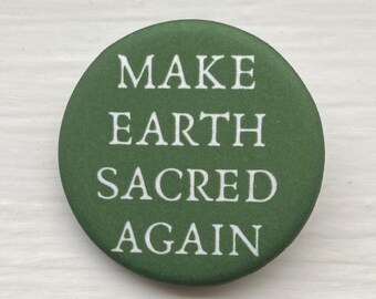 soft velvety matte earth conscious activism button pin ~ 1.25 inch round, forest green ~ eco-friendly recycled metal pinback button