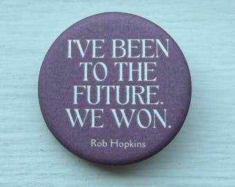soft velvety matte earth conscious activism button pin ~ 1.25 inch round, heather purple ~ eco-friendly recycled metal pinback button