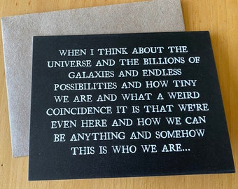 soul mate card ~ lucky to know you card ~ best friend card ~ anniversary card ~ i love us card ~ space themed card ~ eco-friendly card