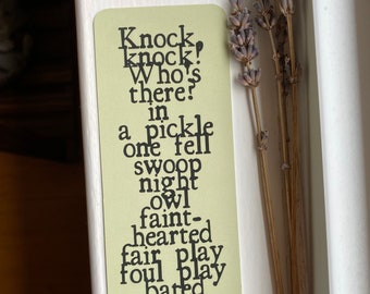 Shakespeare coined phrases bookmark ~ sage green literary bookmark ~ soft matte feel ~ English teacher gift ~ Shakespeare lover gift