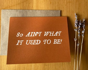 80th birthday card ~ octogenarian card ~ funny birthday card for grandparent ~ age is just a number ~ milestone birthday ~ eco-friendly card