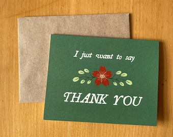 simple thank you card ~ blank inside ~ floral thank you greeting card ~ thank you note ~ appreciation card ~ eco-friendly card