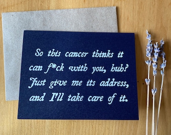 f cancer ~ cancer sucks card ~ fighting cancer ~ here for you card ~ sending strength card ~ cancer care package card ~ eco-friendly card