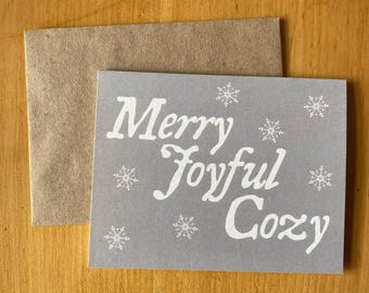 simple non-denominational holiday card ~ merry and bright ~ cozy winter season card ~ cottagecore winter holiday card ~ seasons greetings