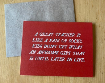 great teacher ~ funny teacher appreciation card ~ card for teacher from parents ~ teacher humor card ~ blank inside ~ eco-friendly card