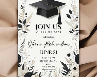 EDITABLE Graduation Invitation, Graduation Invitation Template, Graduation Party Invite, Editable Template, Canva Graduation Template
