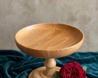 Large Wooden Pedestal Bowl, Fruit Bowl, Dining Table Centerpiece, Rustic Decor