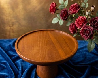Large Wooden Pedestal Bowl, Fruit Bowl, Rustic Dining Table Centerpiece
