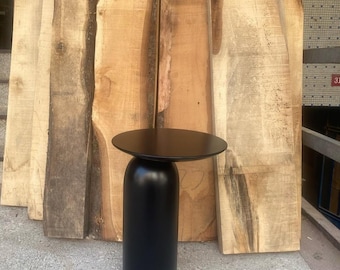Handmade Linden Wood Side Table: Modern Minimalist Plant Stand
