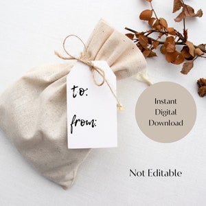 Étiquette-cadeau To From Étiquette-cadeau simple noir et blanc Étiquette-cadeau imprimable Téléchargement imprimable Étiquette-cadeau suspendue