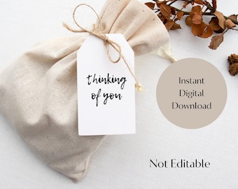 Thinking of You Gift Tag: Black and White Printable (PDF Download)