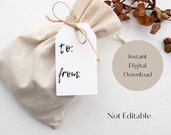 Simple Black and White To From Gift Tag Printable (PDF Download)