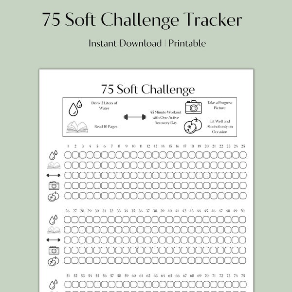 75 Soft Challenge Tracker 75 Soft Challenge Printable Tracker 75 Soft Checklist Digital Download