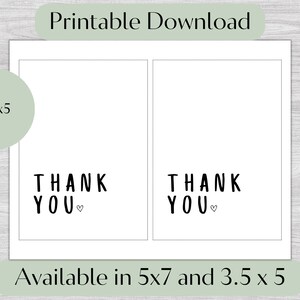 Simple Black and White Printable Thank You Card Printable Download PDF ...