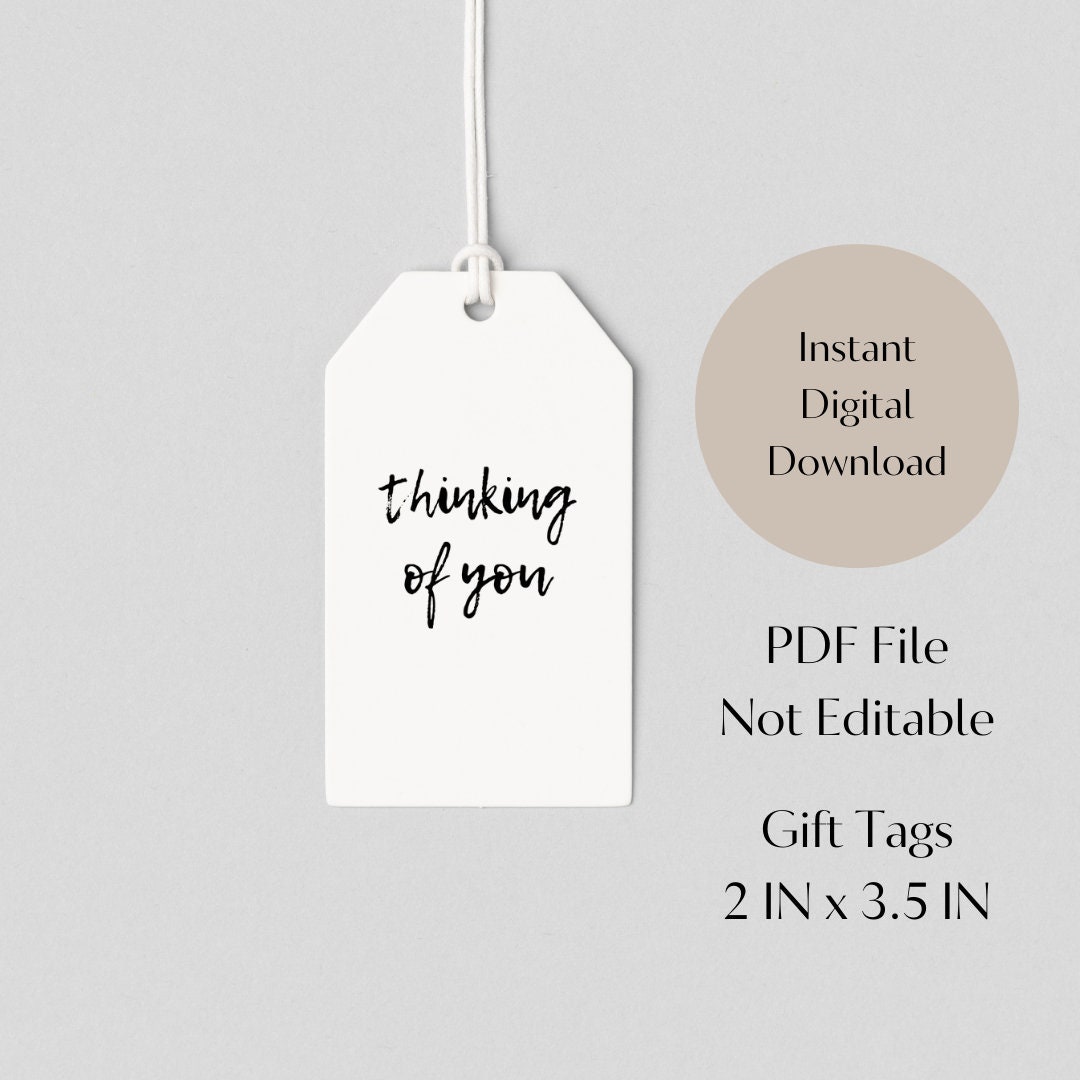 Thinking of You Gift Tag Black and White Simple Gift Tag Printable Gift ...