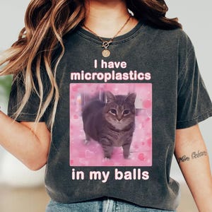 I Have Microplastics In My Balls Shirt, Grumpy Cat Shirt, Cat Meme Shirt, Cat Shirt, Gen Z Joke Shirt, Stupid Brainrot Gift, Cat Lover Gift