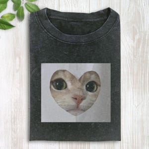 Funny Heart Face Cat Shirt, Cute Cat Shirt, Gen Z Joke Shirt, Stupid Brainrot Gift, Cat Lover Gift, Funny Kitty Tee, Cool Cat Shirt