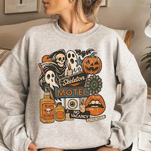 Skeleton Motel Shirt, Funny Skellie Motel Shirt, Funny Skeleton Halloween Shirt, Spooky Season Tee, Halloween Shirt, Trendy Halloween shirt