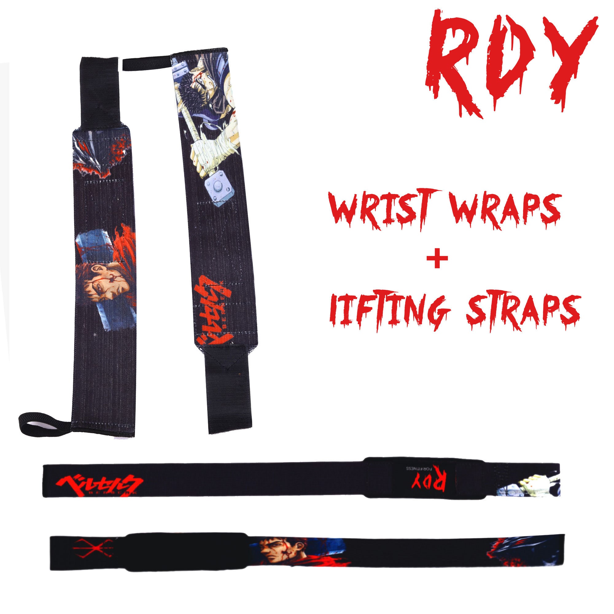 Berserk Anime Lifting Straps & Wrist Wrap for Powerlifters , Berserk Anime Lifting Straps ,Anime Wrist Wrap ,Lifting Straps, Wrist Wrap