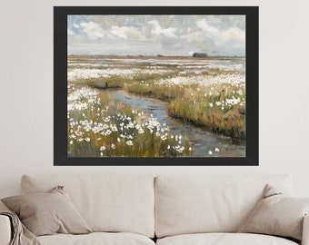 Spring Meadow Painting | Vintage Landscape Print | Country Field PRINTABLE Digital Download